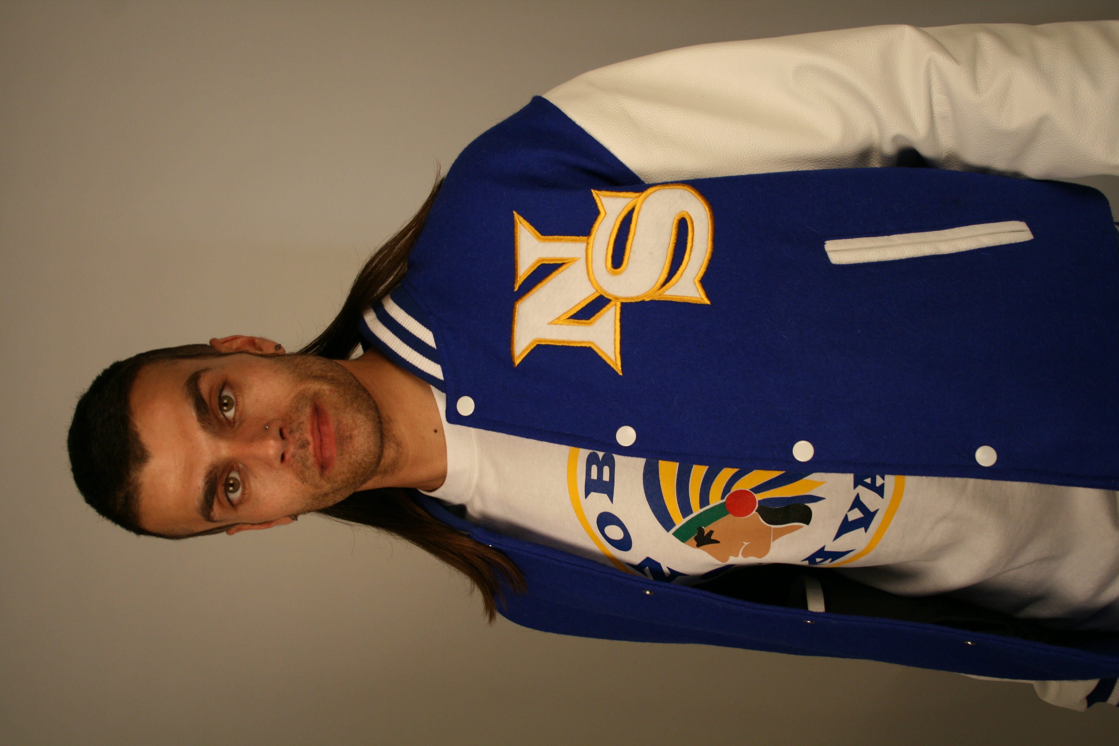 Noble Savage varsity jacket detail